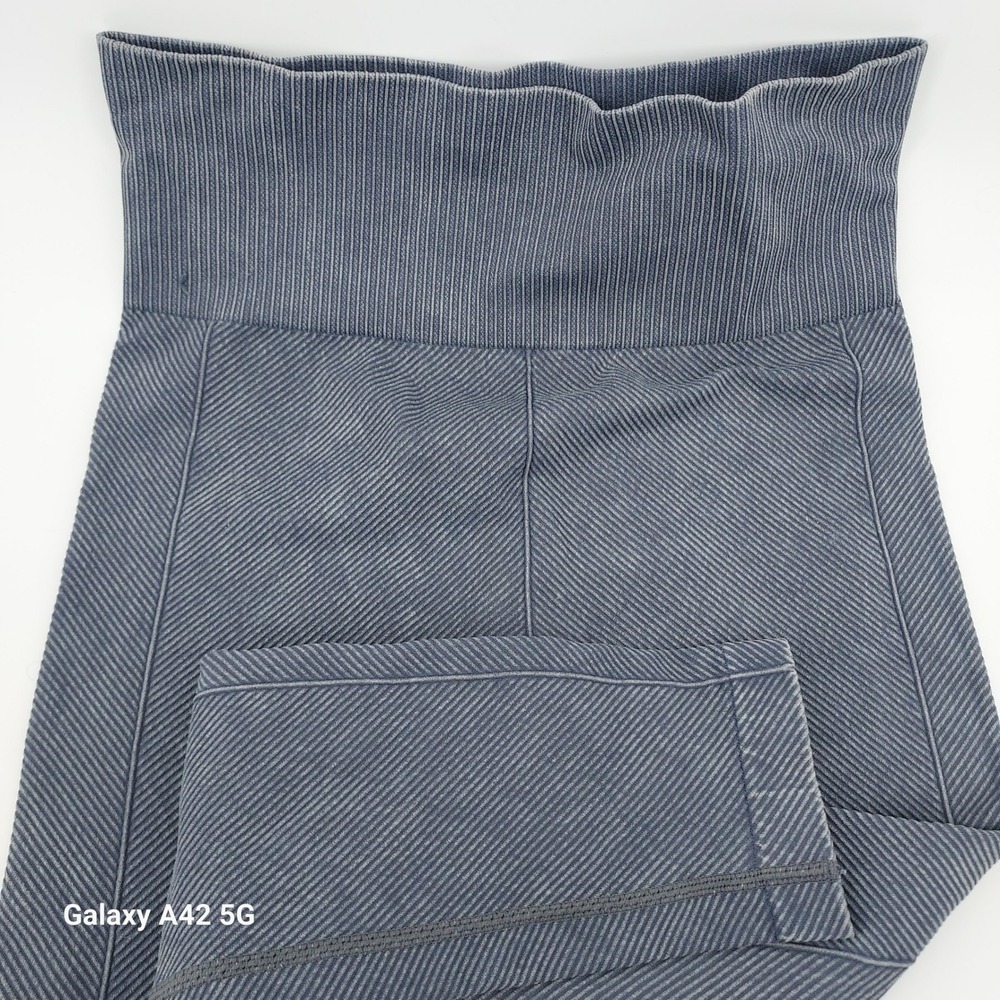 Aura Blue Mineral Wash Ribbed Seamless High Waisted Leggings SAWL2042 XXS XS